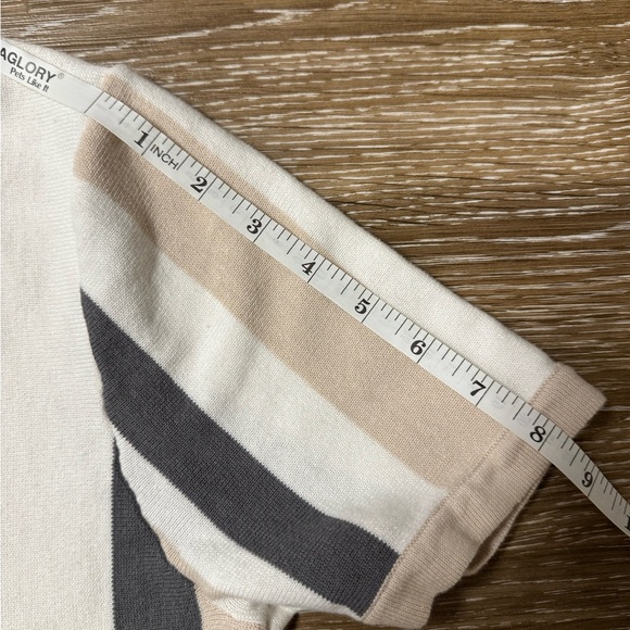 Men's Magaschoni Vertical Tricolor Striped Top Size S Cotton Blend EUC - Picture 7 of 7